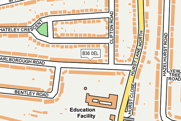 B36 0EL map - OS OpenMap – Local (Ordnance Survey)