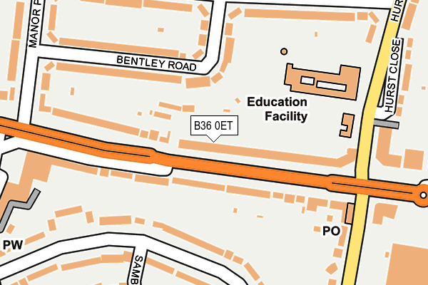 B36 0ET map - OS OpenMap – Local (Ordnance Survey)