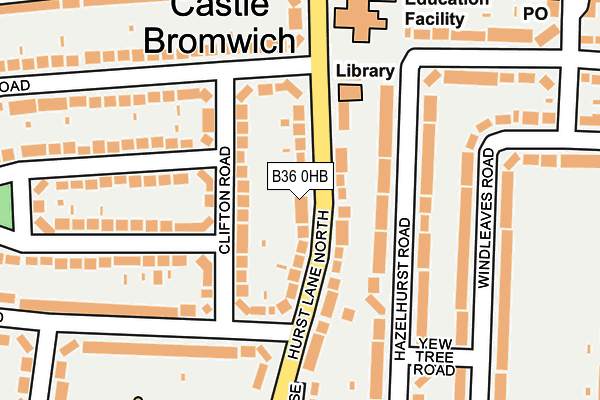 B36 0HB map - OS OpenMap – Local (Ordnance Survey)