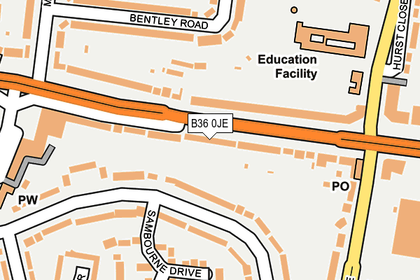 B36 0JE map - OS OpenMap – Local (Ordnance Survey)