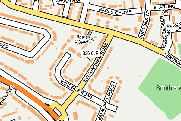 B36 0JP map - OS OpenMap – Local (Ordnance Survey)