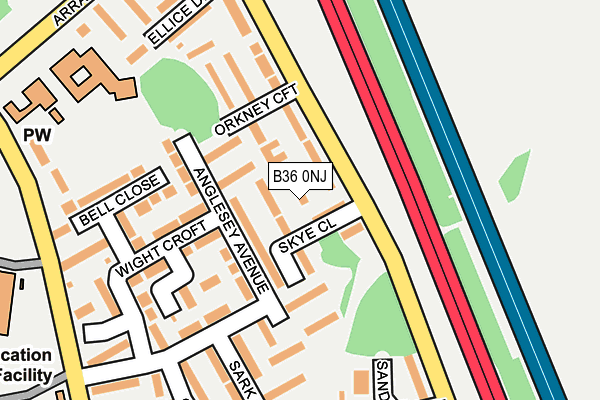 B36 0NJ map - OS OpenMap – Local (Ordnance Survey)