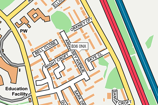 B36 0NX map - OS OpenMap – Local (Ordnance Survey)