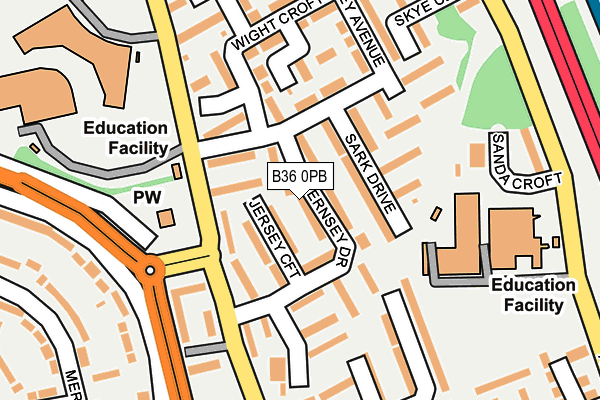 B36 0PB map - OS OpenMap – Local (Ordnance Survey)