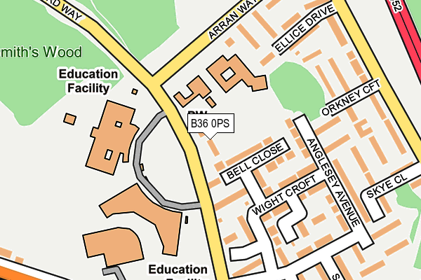 B36 0PS map - OS OpenMap – Local (Ordnance Survey)