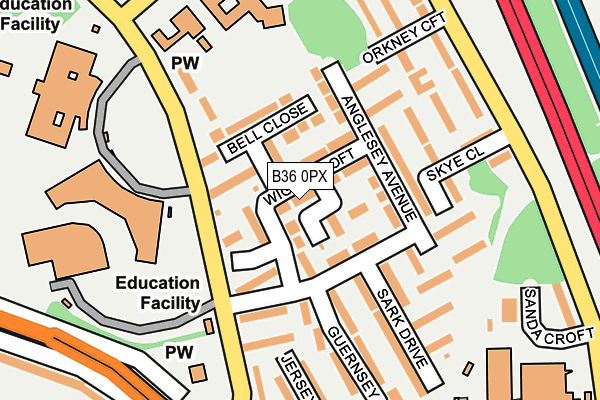 B36 0PX map - OS OpenMap – Local (Ordnance Survey)