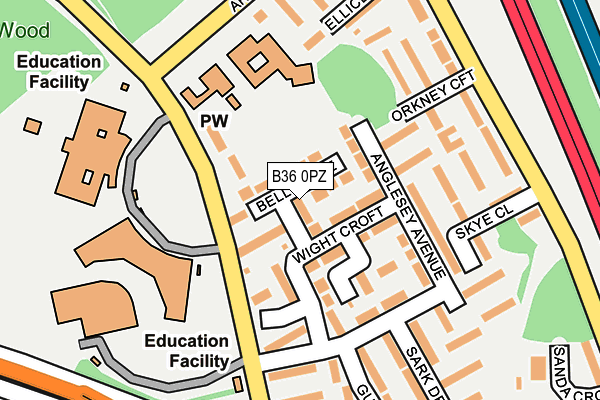 B36 0PZ map - OS OpenMap – Local (Ordnance Survey)