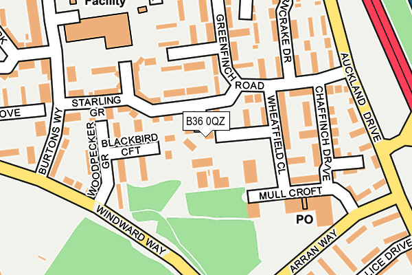 B36 0QZ map - OS OpenMap – Local (Ordnance Survey)