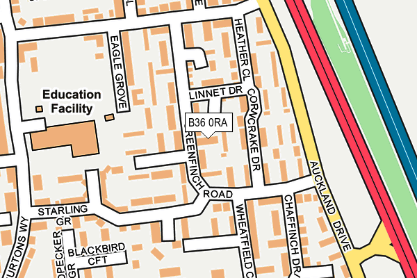 B36 0RA map - OS OpenMap – Local (Ordnance Survey)