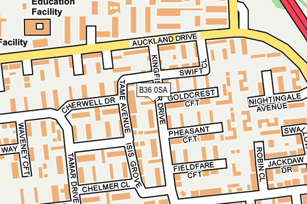 B36 0SA map - OS OpenMap – Local (Ordnance Survey)