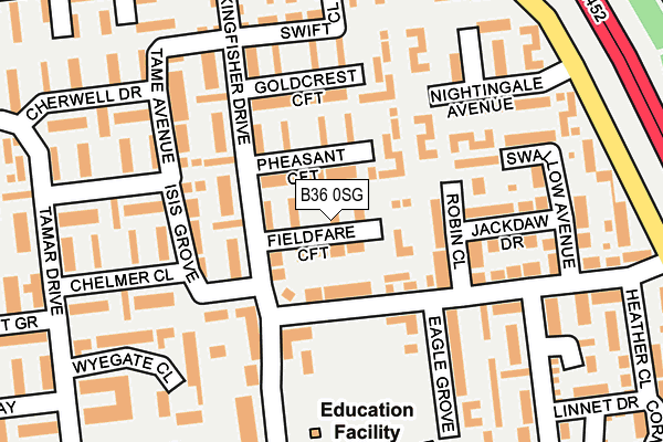 B36 0SG map - OS OpenMap – Local (Ordnance Survey)