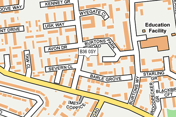 B36 0SY map - OS OpenMap – Local (Ordnance Survey)