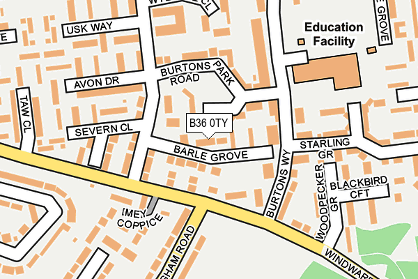 B36 0TY map - OS OpenMap – Local (Ordnance Survey)