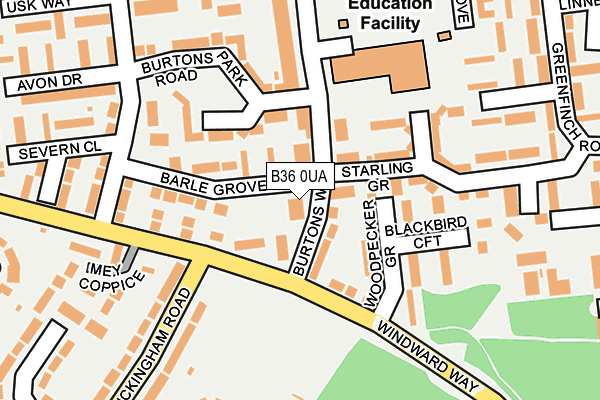B36 0UA map - OS OpenMap – Local (Ordnance Survey)