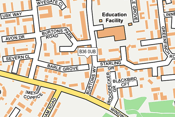 B36 0UB map - OS OpenMap – Local (Ordnance Survey)