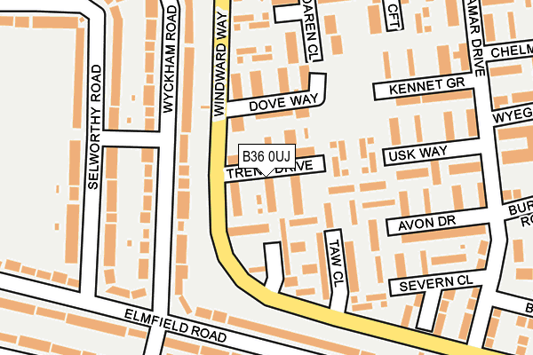 B36 0UJ map - OS OpenMap – Local (Ordnance Survey)
