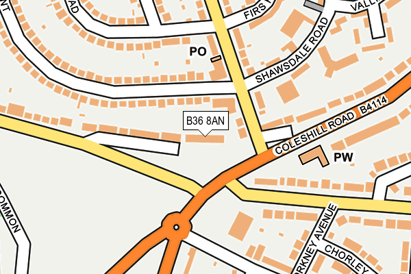 B36 8AN map - OS OpenMap – Local (Ordnance Survey)