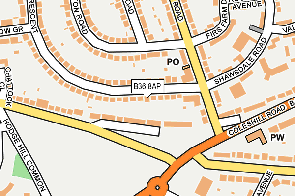 B36 8AP map - OS OpenMap – Local (Ordnance Survey)