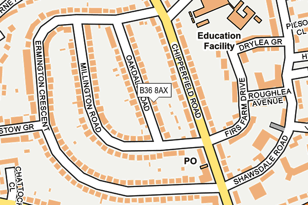 B36 8AX map - OS OpenMap – Local (Ordnance Survey)