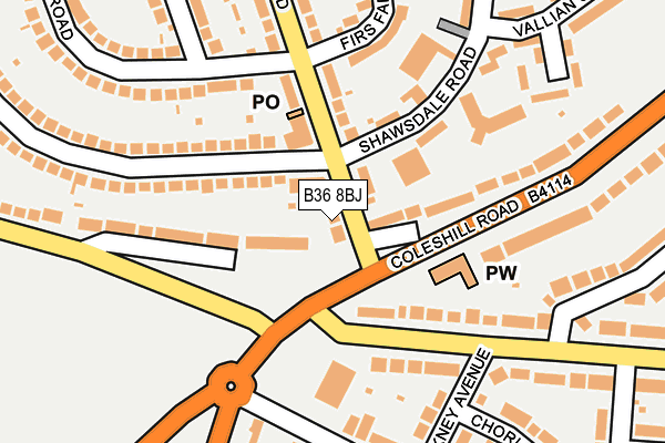 B36 8BJ map - OS OpenMap – Local (Ordnance Survey)