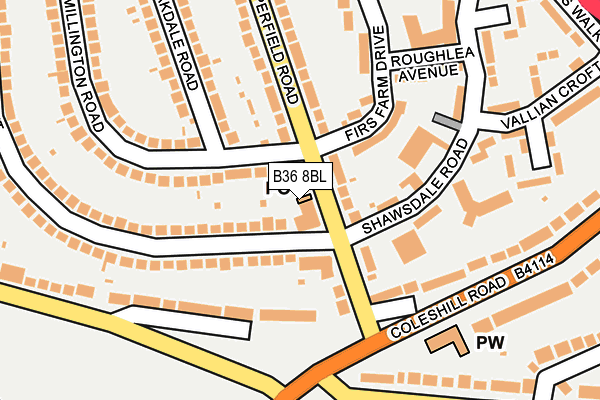 B36 8BL map - OS OpenMap – Local (Ordnance Survey)