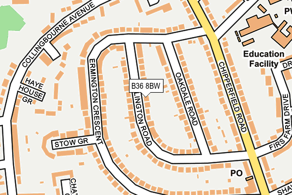 B36 8BW map - OS OpenMap – Local (Ordnance Survey)