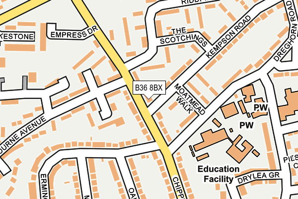 B36 8BX map - OS OpenMap – Local (Ordnance Survey)