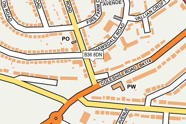 B36 8DN map - OS OpenMap – Local (Ordnance Survey)