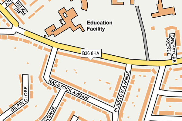 B36 8HA map - OS OpenMap – Local (Ordnance Survey)