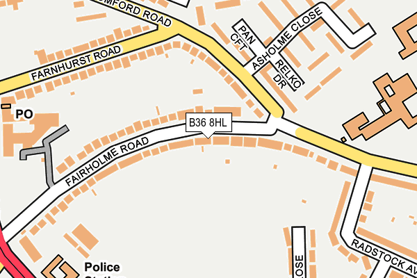 B36 8HL map - OS OpenMap – Local (Ordnance Survey)