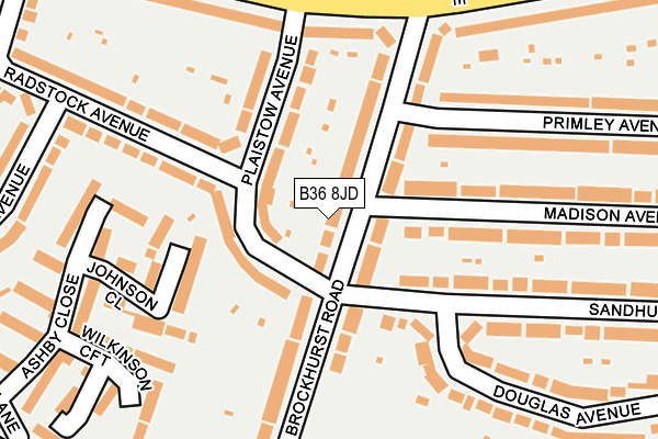 B36 8JD map - OS OpenMap – Local (Ordnance Survey)