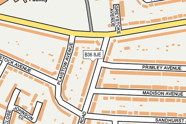 B36 8JE map - OS OpenMap – Local (Ordnance Survey)