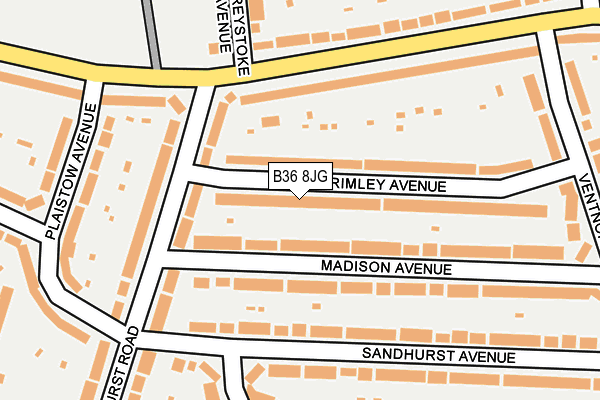 B36 8JG map - OS OpenMap – Local (Ordnance Survey)