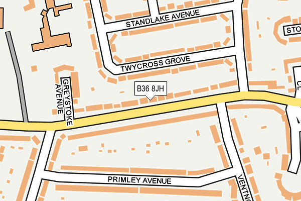 B36 8JH map - OS OpenMap – Local (Ordnance Survey)