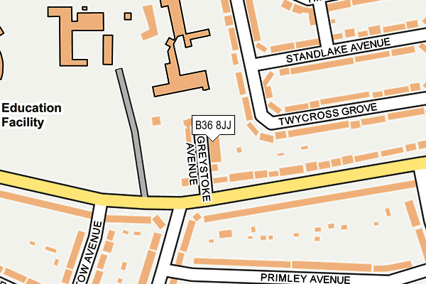 B36 8JJ map - OS OpenMap – Local (Ordnance Survey)