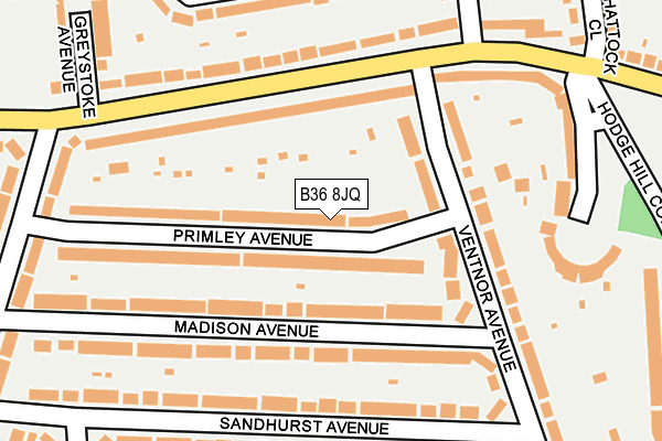B36 8JQ map - OS OpenMap – Local (Ordnance Survey)