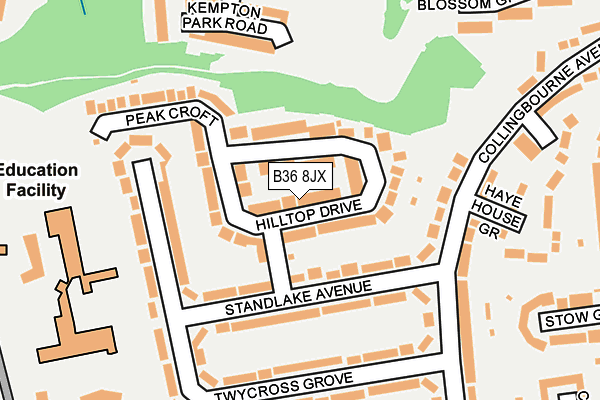 B36 8JX map - OS OpenMap – Local (Ordnance Survey)