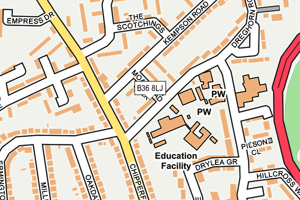 B36 8LJ map - OS OpenMap – Local (Ordnance Survey)