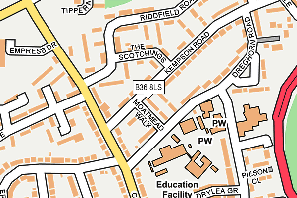 B36 8LS map - OS OpenMap – Local (Ordnance Survey)