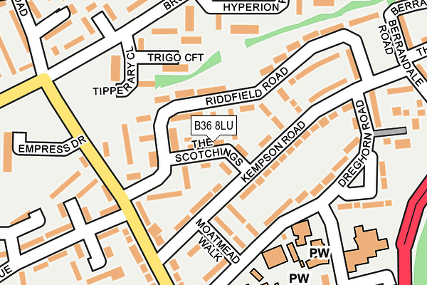 B36 8LU map - OS OpenMap – Local (Ordnance Survey)