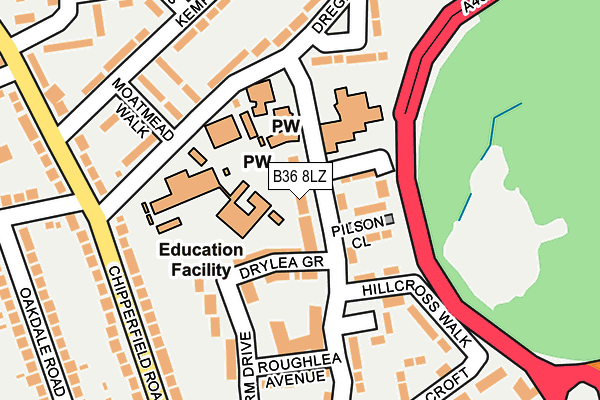 B36 8LZ map - OS OpenMap – Local (Ordnance Survey)