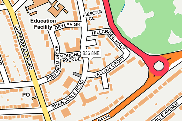 B36 8NE map - OS OpenMap – Local (Ordnance Survey)