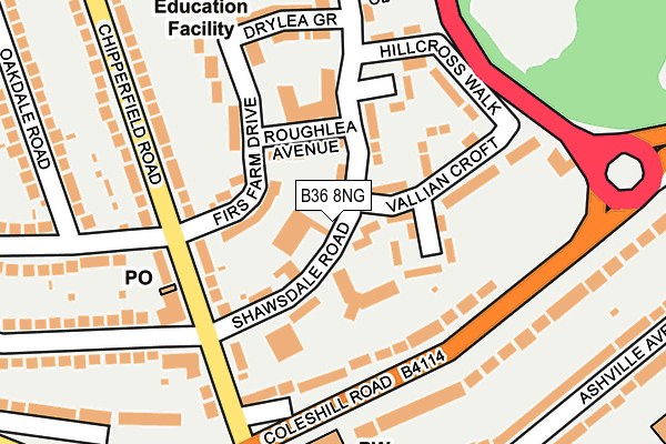 B36 8NG map - OS OpenMap – Local (Ordnance Survey)