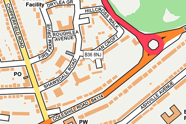 B36 8NJ map - OS OpenMap – Local (Ordnance Survey)