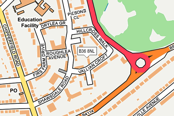 B36 8NL map - OS OpenMap – Local (Ordnance Survey)