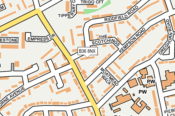 B36 8NX map - OS OpenMap – Local (Ordnance Survey)