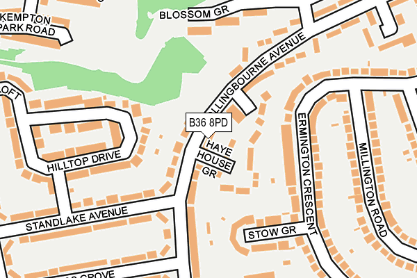 B36 8PD map - OS OpenMap – Local (Ordnance Survey)