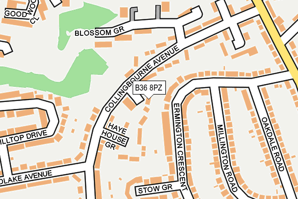 B36 8PZ map - OS OpenMap – Local (Ordnance Survey)