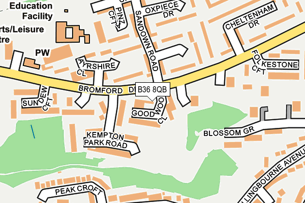 B36 8QB map - OS OpenMap – Local (Ordnance Survey)