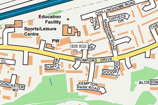 B36 8QS map - OS OpenMap – Local (Ordnance Survey)